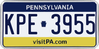 PA license plate KPE3955