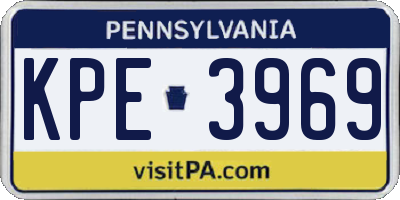 PA license plate KPE3969