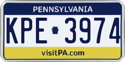 PA license plate KPE3974