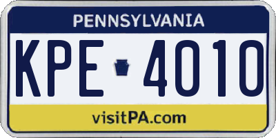 PA license plate KPE4010