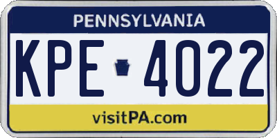PA license plate KPE4022