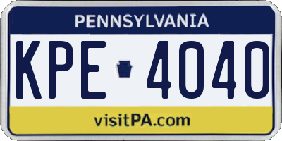 PA license plate KPE4040