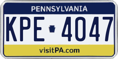 PA license plate KPE4047