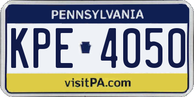 PA license plate KPE4050