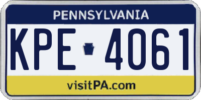 PA license plate KPE4061