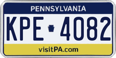 PA license plate KPE4082