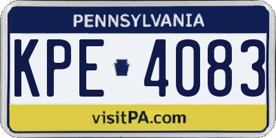 PA license plate KPE4083