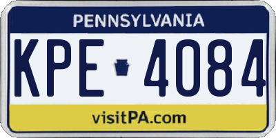 PA license plate KPE4084