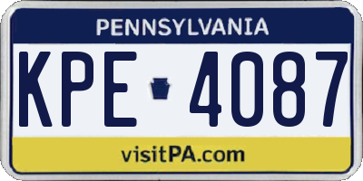 PA license plate KPE4087