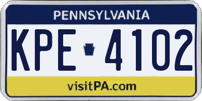 PA license plate KPE4102
