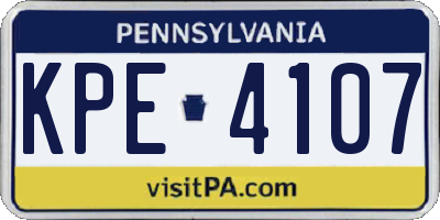 PA license plate KPE4107