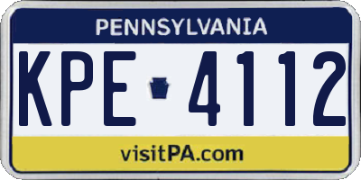 PA license plate KPE4112