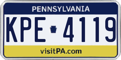 PA license plate KPE4119