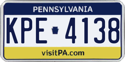 PA license plate KPE4138