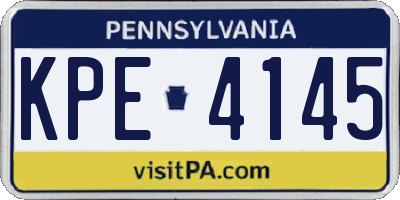 PA license plate KPE4145