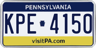 PA license plate KPE4150