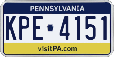 PA license plate KPE4151