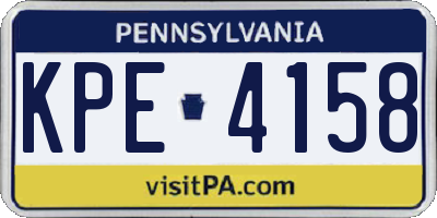 PA license plate KPE4158