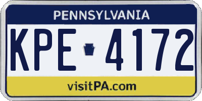 PA license plate KPE4172