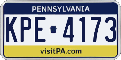 PA license plate KPE4173