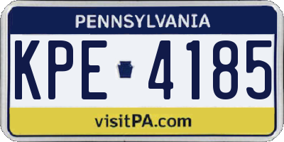 PA license plate KPE4185