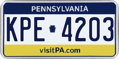 PA license plate KPE4203