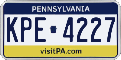 PA license plate KPE4227