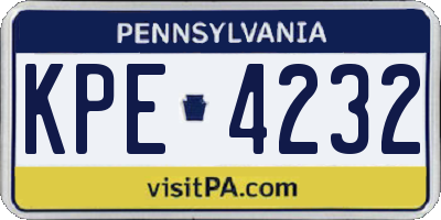 PA license plate KPE4232