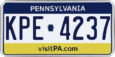 PA license plate KPE4237