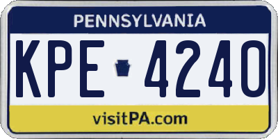 PA license plate KPE4240