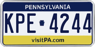 PA license plate KPE4244