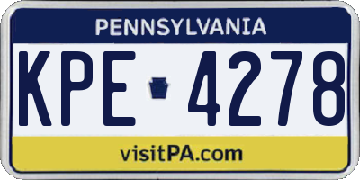 PA license plate KPE4278