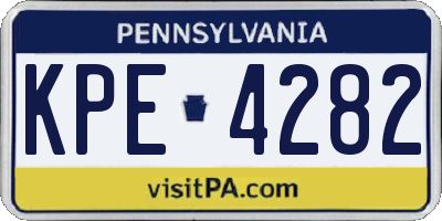 PA license plate KPE4282