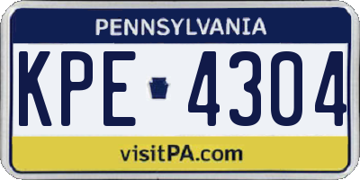 PA license plate KPE4304