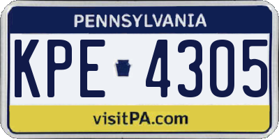 PA license plate KPE4305