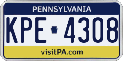 PA license plate KPE4308