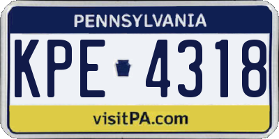PA license plate KPE4318