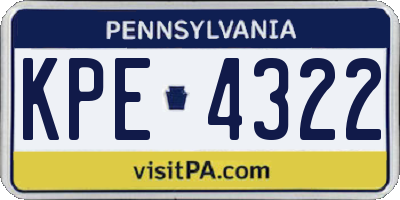 PA license plate KPE4322