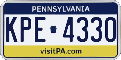 PA license plate KPE4330