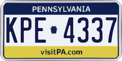 PA license plate KPE4337