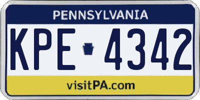 PA license plate KPE4342