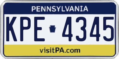 PA license plate KPE4345