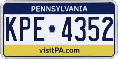 PA license plate KPE4352