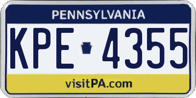 PA license plate KPE4355