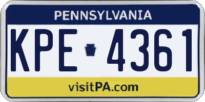 PA license plate KPE4361