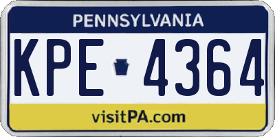 PA license plate KPE4364