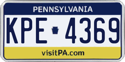 PA license plate KPE4369