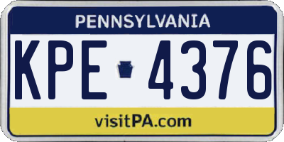 PA license plate KPE4376