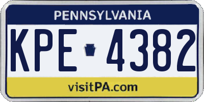 PA license plate KPE4382