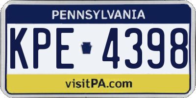 PA license plate KPE4398